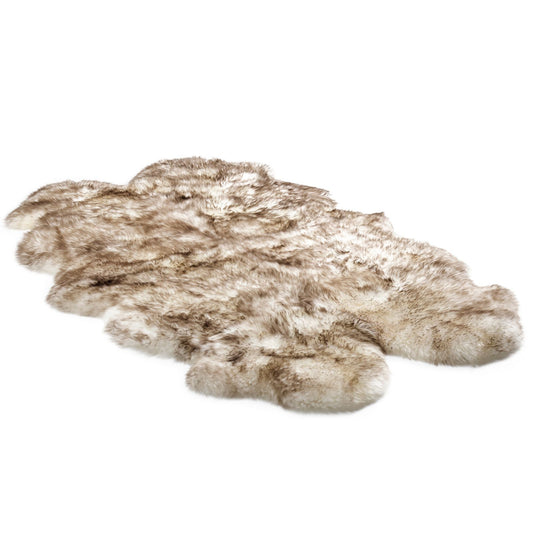 Bowron Sheepskins Longwool Quadruple Sheepskin Rug Gold Star Wolf Tip Grey