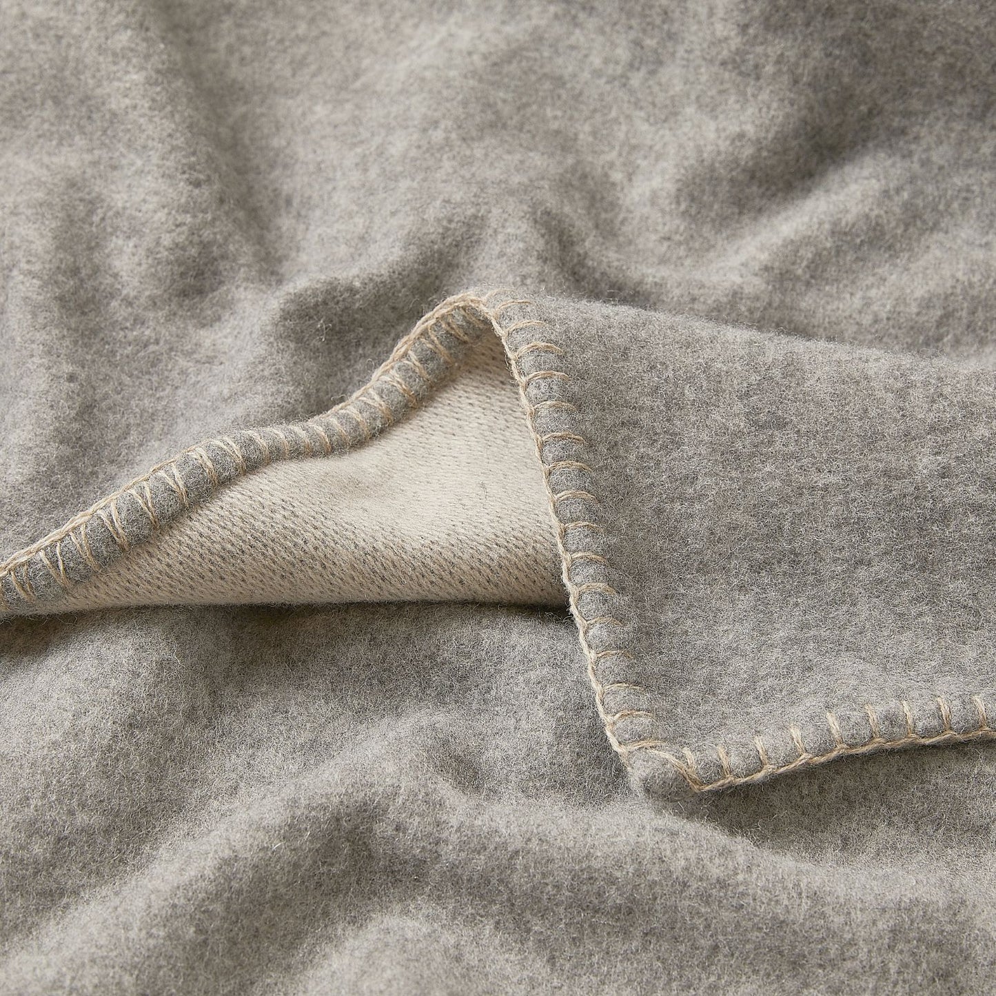 Hug Rug Luxury Wool Throw Uniform Sandstone Grey Beige