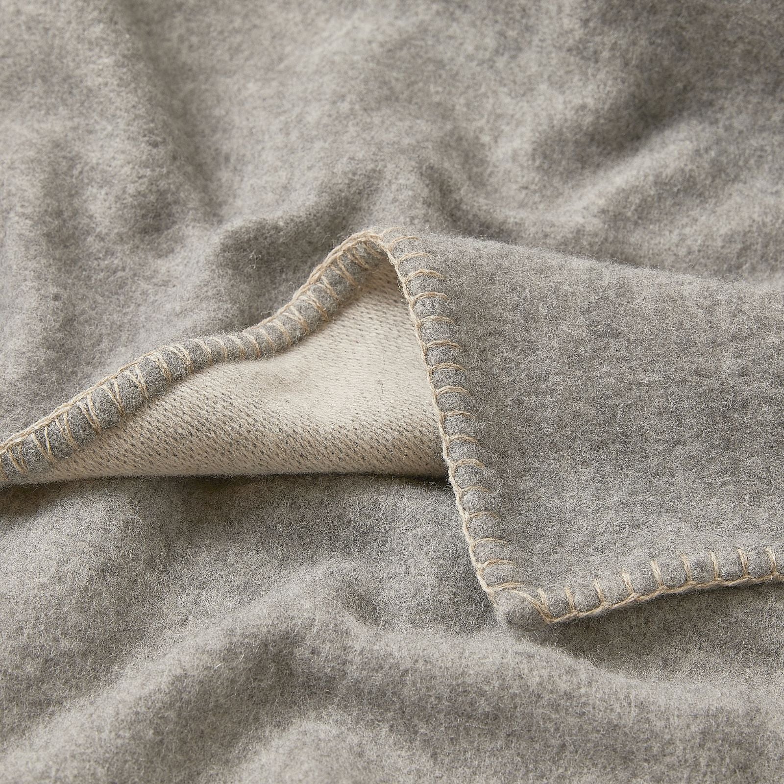 Hug Rug Luxury Wool Throw Uniform Sandstone Grey Beige