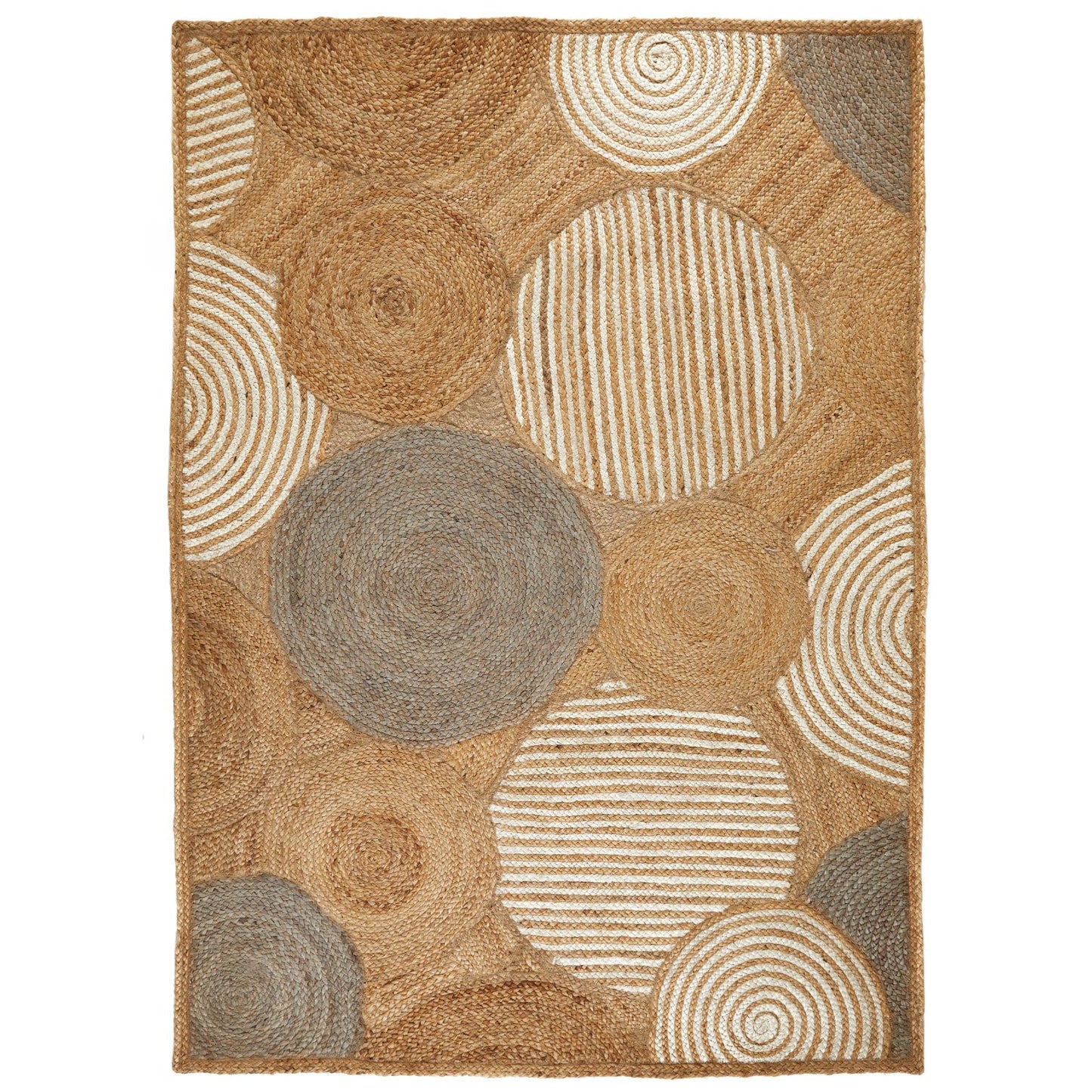 Oriental Weavers Naturals Natural Fibre Rug Circles Beige Multi