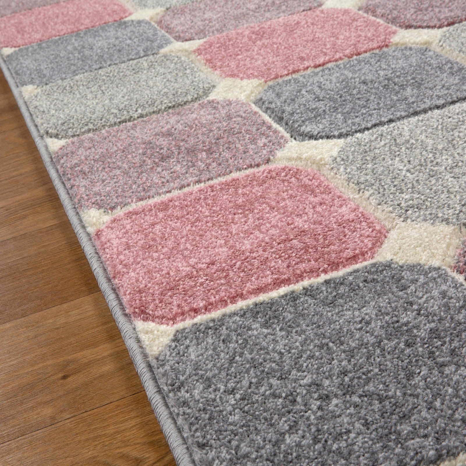 Oriental Weavers Portland Modern Rug 172 P Pink Grey Cream