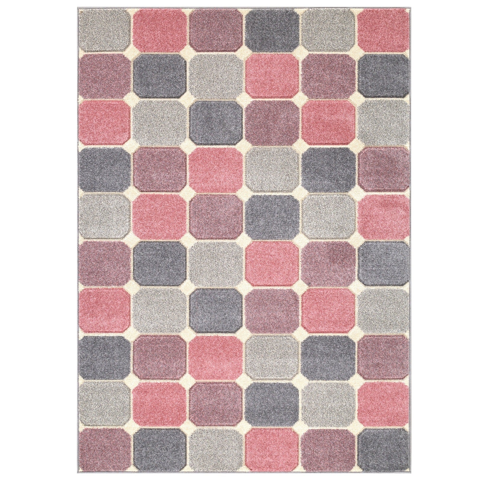 Oriental Weavers Portland Modern Rug 172 P Pink Grey Cream