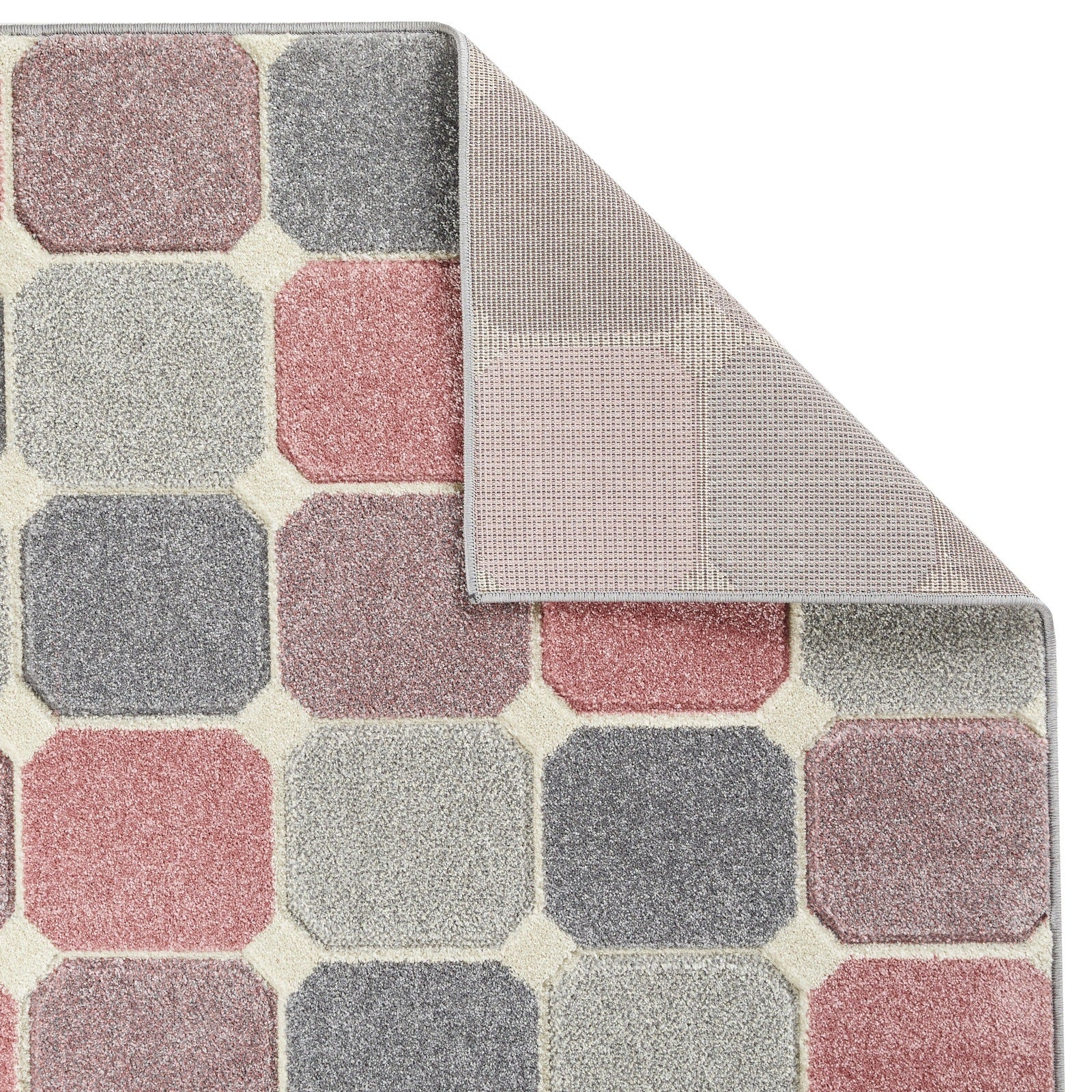 Oriental Weavers Portland Modern Rug 172 P Pink Grey Cream