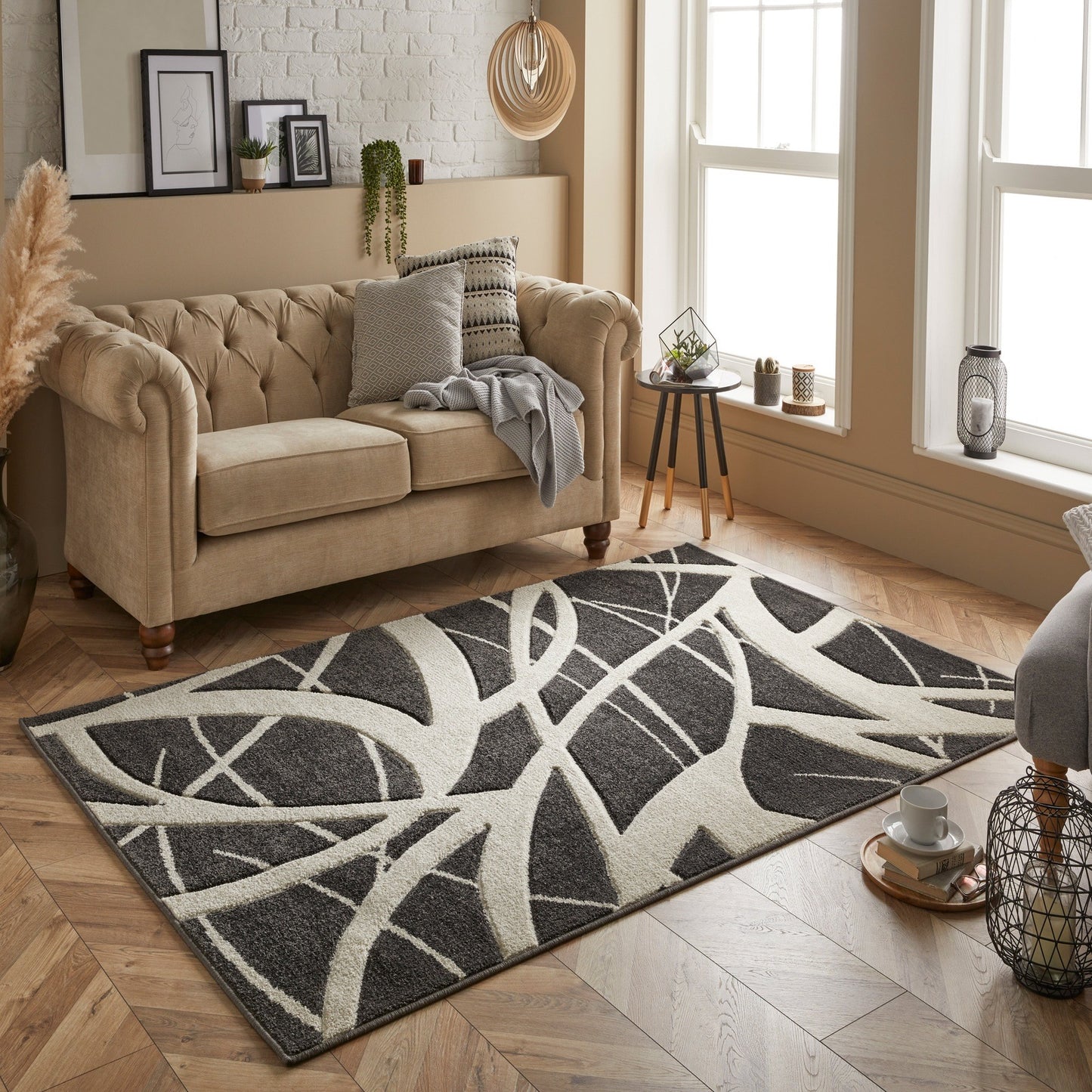 Oriental Weavers Portland Modern Rug 57 E Charcoal Cream